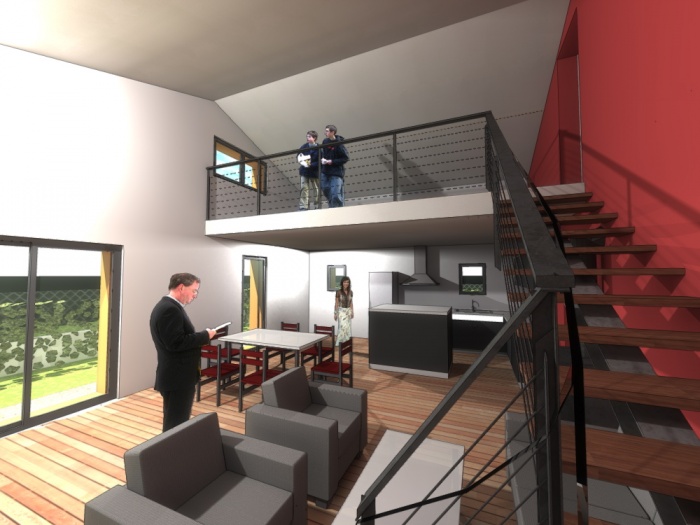 Conception Villa B : Un escalier bois/métal design et contemporain