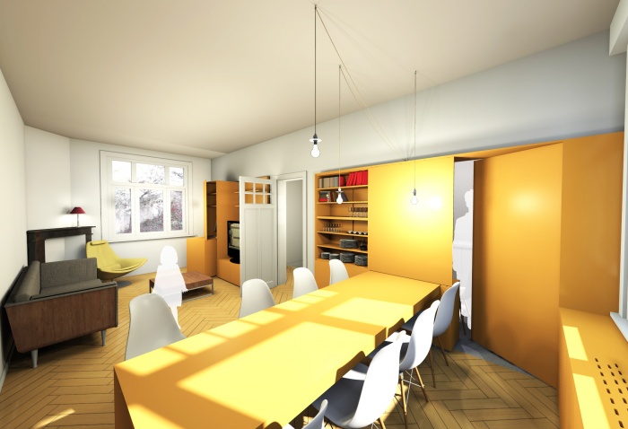 MUR TIROIR, restructuration et aménagement intérieur d'une maison individuelle à Marcq en Baroeul : vue 1 fermé