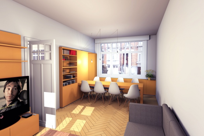 MUR TIROIR, restructuration et aménagement intérieur d'une maison individuelle à Marcq en Baroeul : vue 2 fermée
