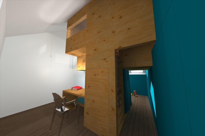 CABANE, aménagement d'une chambre d'enfant, d'un bureau et d'une chambre d'amis sous combles à Villeneuve d'Ascq : SketchUp_4