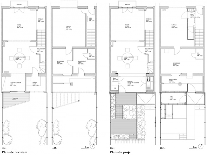 FENÊTRE SUR JARDIN, Réhabilitation et extension d'une maison de ville, aménagement d'une terrasse et des espaces extérieurs à Marcq en Baroeul : DIENTRE_fenetre_sur_jardin_plans1