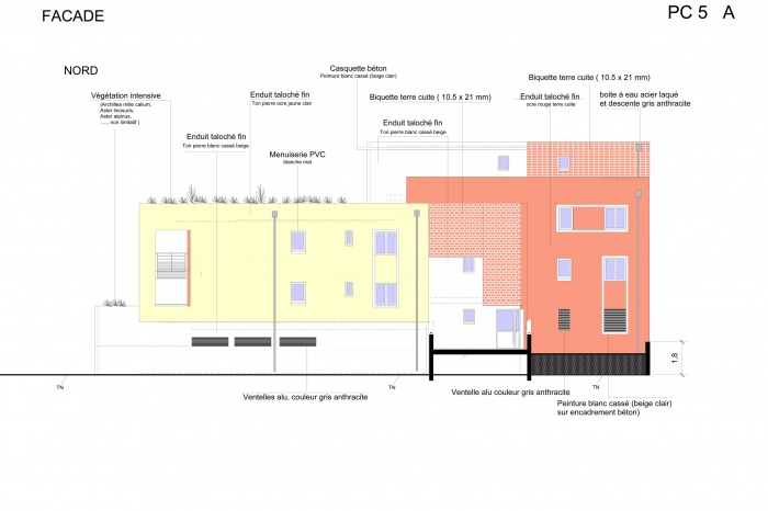 Projet de 4 logements  Noisy le sec : FACADE SUR RUE 4 LOGEMENTS